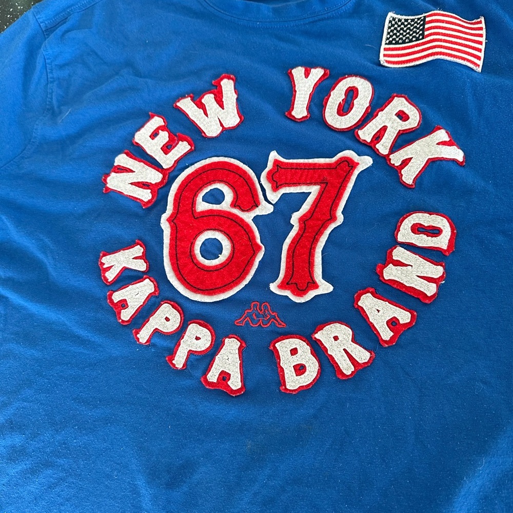 Kappa Tee Shirt, Vintage with Sewn on Letters, Numbers and Flag